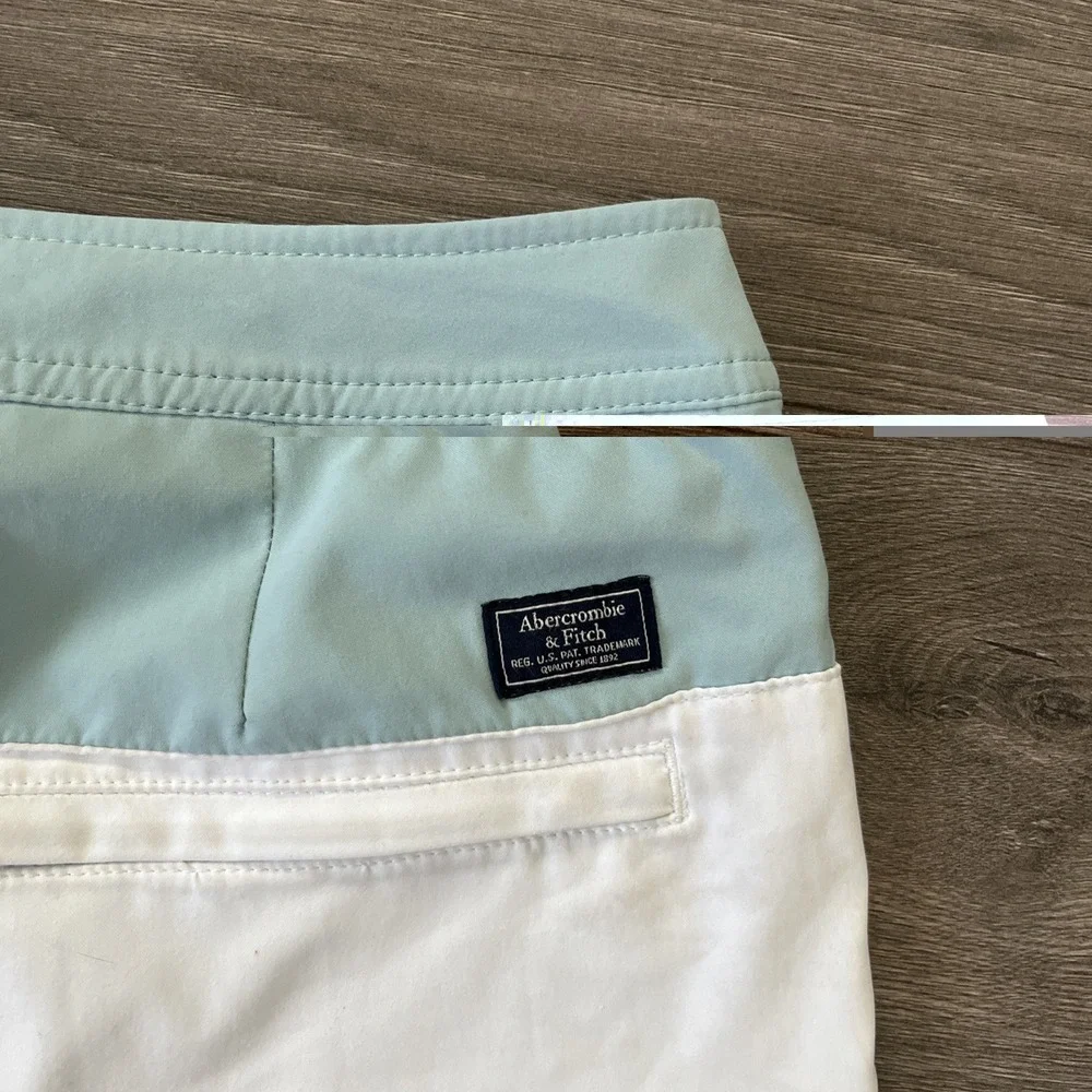 Abercrombie & Fitch Mens Sz 32 Lined Boardshorts Green White Blue